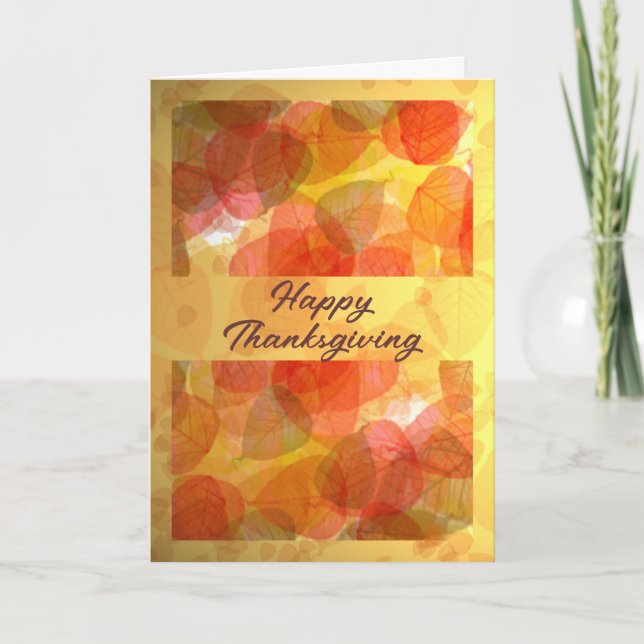 Falling Fall Leaves Happy Thanksgiving Holiday Card (Front)