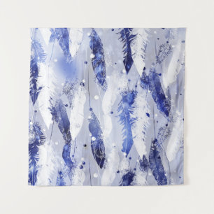 Falling feathers: watercolor blue pattern. tapestry