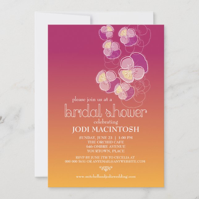 Falling Flowers Juicy Ombre Bridal Shower Invitation (Front)