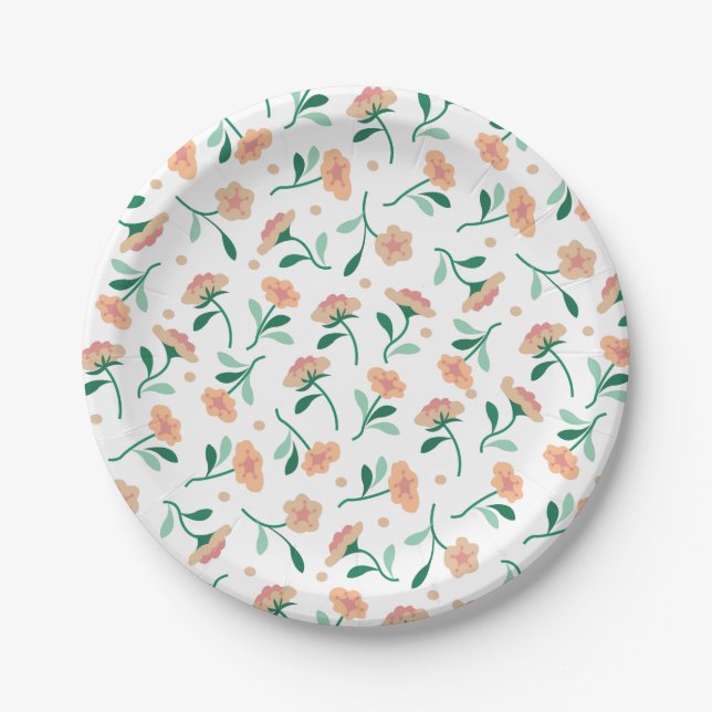 Falling Flowers Paper Plates (Front)