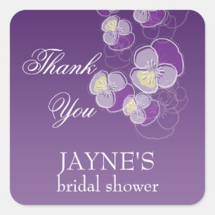 Falling Flowers Purple Ombre Bridal Shower Square Sticker
