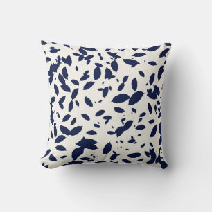 Falling Foliage Navy White Throw Pillow