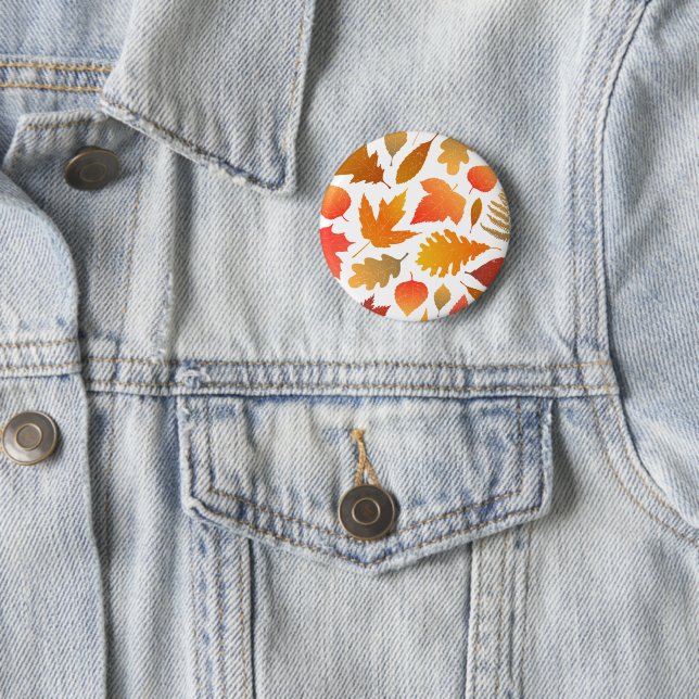 Falling for Autumn – Cosy Leaf Pattern 6 Cm Round Badge (In Situ)