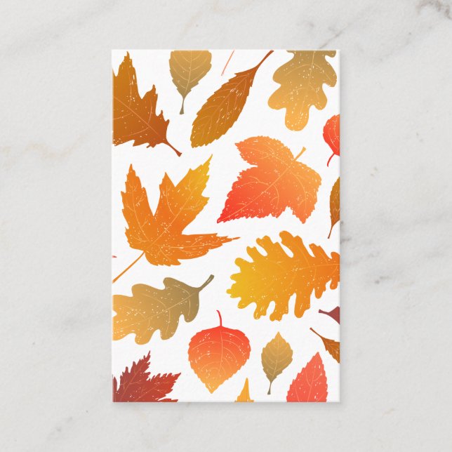 Falling for Autumn – Cosy Leaf Pattern Business Card (Front)