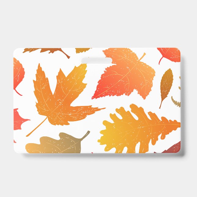 Falling for Autumn – Cosy Leaf Pattern ID Badge (Front)