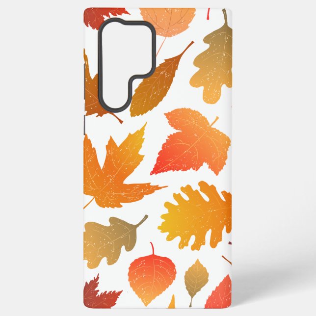 Falling for Autumn – Cosy Leaf Pattern Samsung Galaxy S22 Ultra Case (Back)
