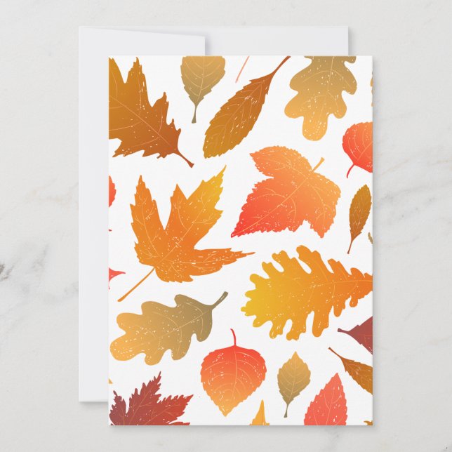 Falling for Autumn – Cosy Leaf Pattern Thank You Card (Front)