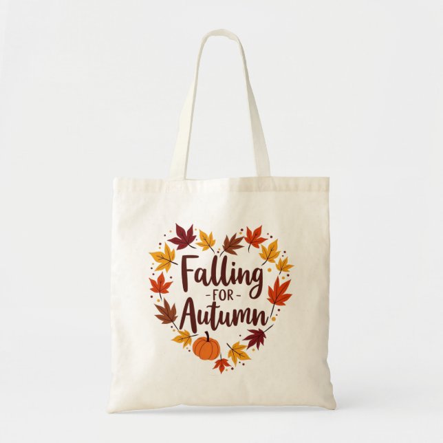 Falling for Autumn Heart Pumpkin Tote Bag (Front)