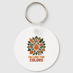 Falling For Colors Autumn Leaves Foliage Thanksgiv Key Ring