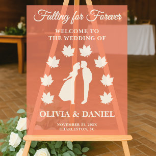  Falling for Forever   Rustic Wedding Welcome Acrylic Sign