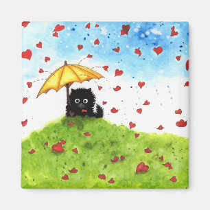 Falling for you Fuzzy Cat Love BiHrle Magnet