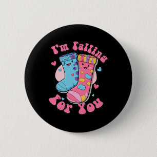 Falling For You Nurse Valentine Cna Fall Risk Non- 6 Cm Round Badge