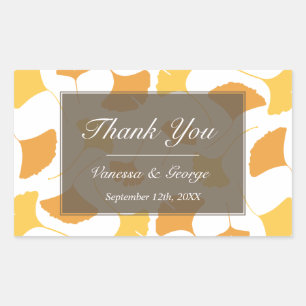 Falling ginkgo leaves grey wedding gift bag tag
