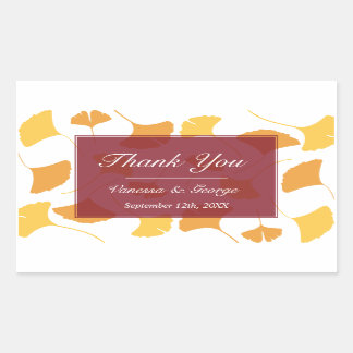 Falling ginkgo leaves maroon wedding gift bag tag