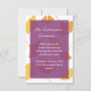 Falling ginkgo leaves purple wedding enclosure invitation