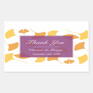 Falling ginkgo leaves purple wedding gift bag tag