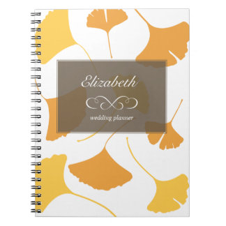 Falling ginkgo leaves yellow grey custom planner spiral notebook