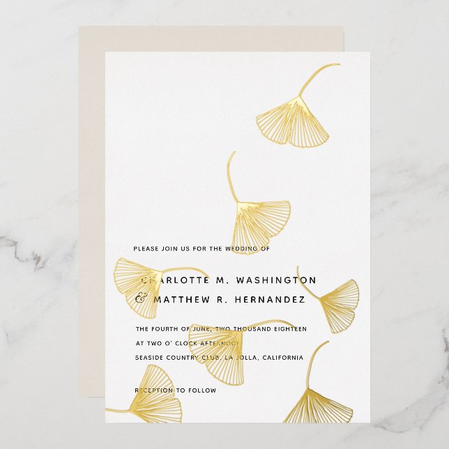 Falling Gold Ginkgo Leaves Fall Wedding (Front/Back)