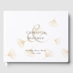 Falling Gold Ginkgo Leaves Fall Wedding Guest Book