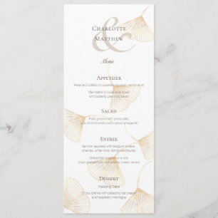 Falling Gold Ginkgo Leaves Wedding Menu Card