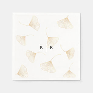 Falling Gold Ginkgo Leaves Wedding Napkins