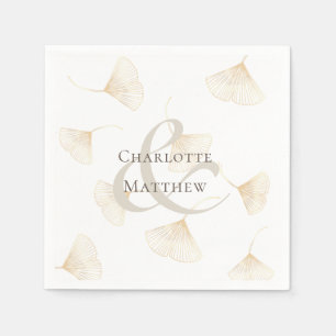 Falling Gold Ginkgo Leaves Wedding Napkins
