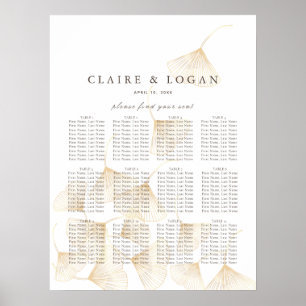 Falling Gold Ginkgo Leaves Wedding Seating Chart