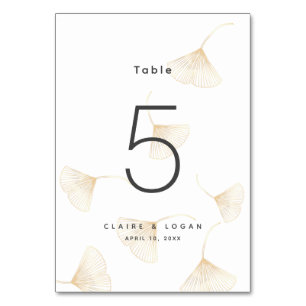 Falling Gold Ginkgo Leaves Wedding Table Number