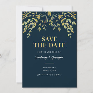 Falling Gold Leaves Save the date wedding cards