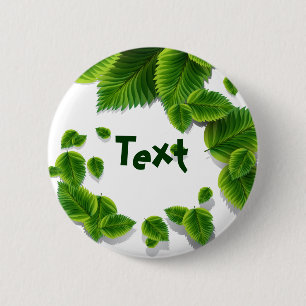 Falling Green Leaves 6 Cm Round Badge