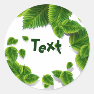 Falling Green Leaves Classic Round Sticker