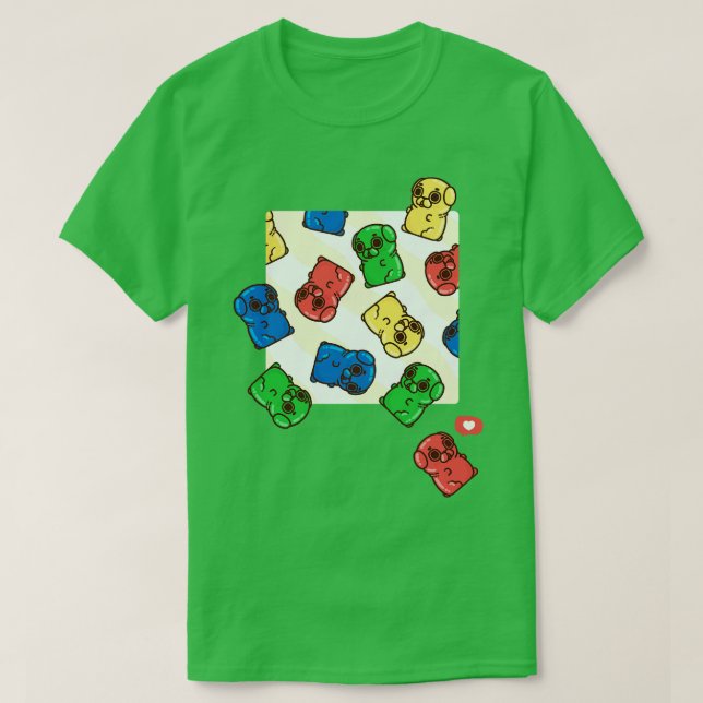 Falling Gummy Puglie T-Shirt (Design Front)
