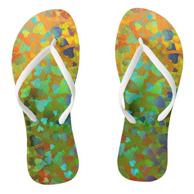 Falling Hearts Orange Jandals (Footbed)