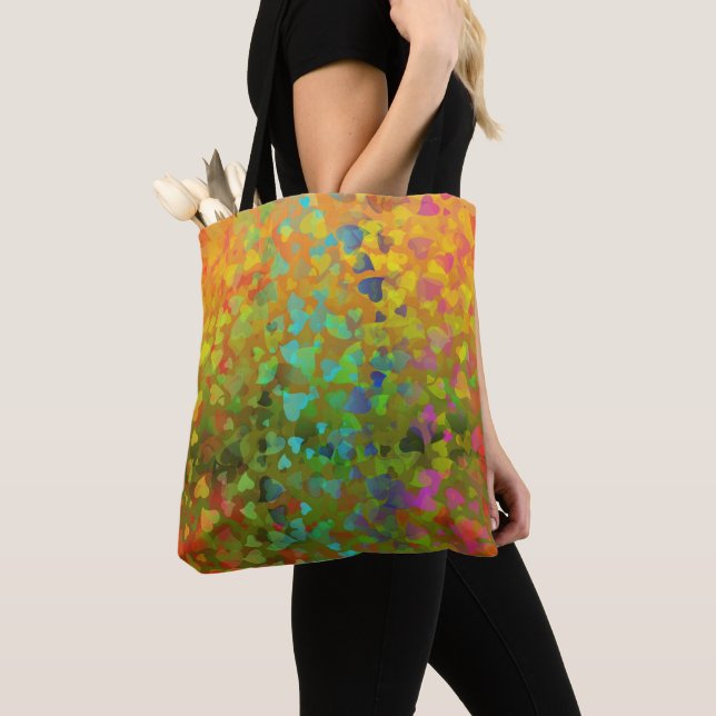 Falling Hearts Orange Tote Bag (Close Up)