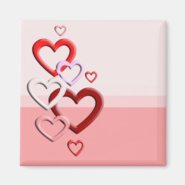 falling hearts pink background magnet (Front)