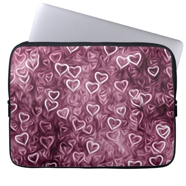 Falling Hearts - Pink Laptop Sleeve (Front)