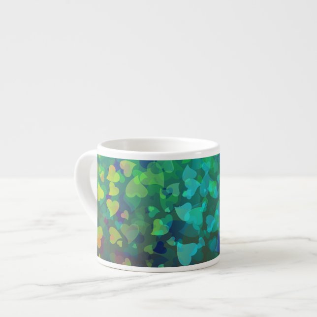 Falling Hearts Red and Green Espresso Cup (Front Left)