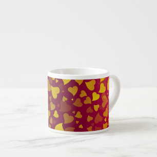 Falling Hearts Red Gold Espresso Cup