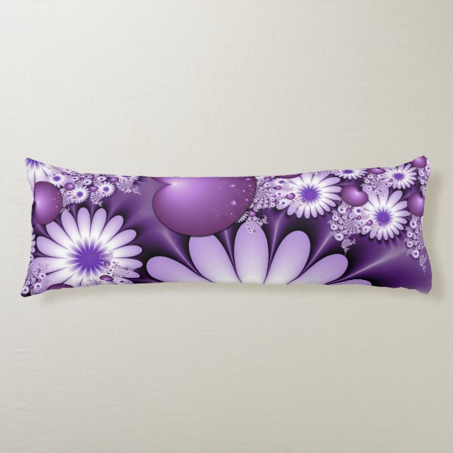 Falling in Love Abstract Flowers & Hearts Fractal Body Cushion (Front)