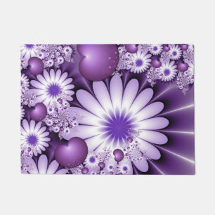 Falling in Love Abstract Flowers & Hearts Fractal Doormat