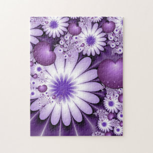 Falling in Love Abstract Flowers & Hearts Fractal Jigsaw Puzzle