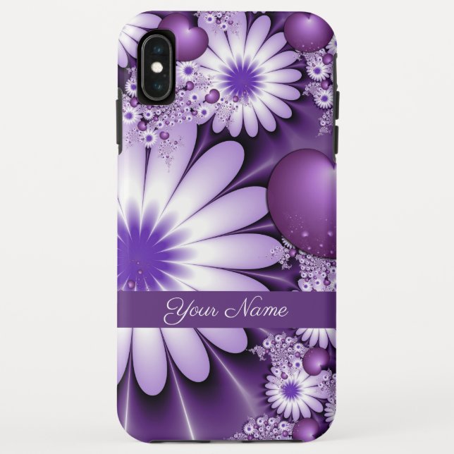 Falling in Love Abstract Flowers & Hearts Name Case-Mate iPhone Case (Back)