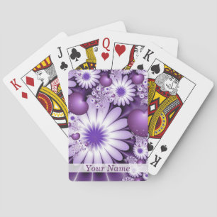 Falling in Love Abstract Flowers & Hearts Name Playing Cards