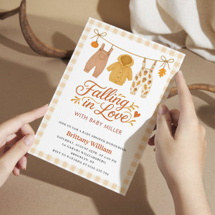 Falling in Love Autumn Baby Clothes Baby Shower Invitation