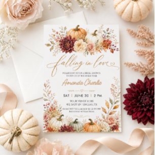 Falling in Love Autumn Floral Bridal Shower Invitation