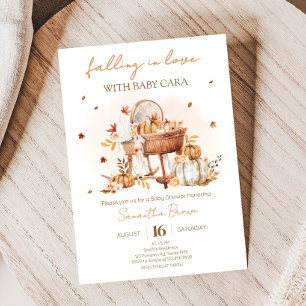 Falling in Love Autumn Pumpkin Baby Shower Invitation