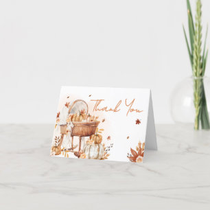 Falling in Love Autumn Pumpkin Baby Shower Thank You Card
