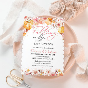 Falling in Love Autumn Pumpkin Girl Baby Shower Invitation