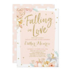 Falling In Love Baby Shower Invitation Pink Gold