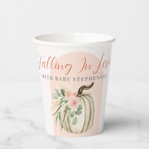 Falling In Love Baby Shower Pink Arch Pumpkin Paper Cups